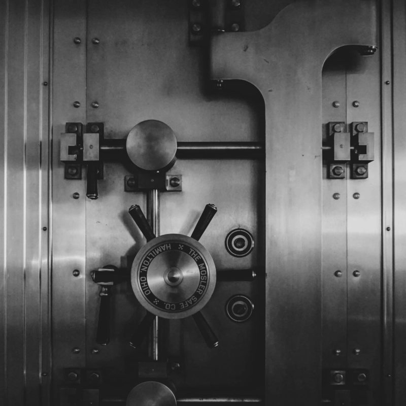 bank vault door in steel